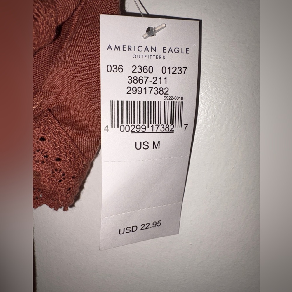 American Eagle Terracotta Lace Trim and Ruffle Tank Top - Picture 3 of 4